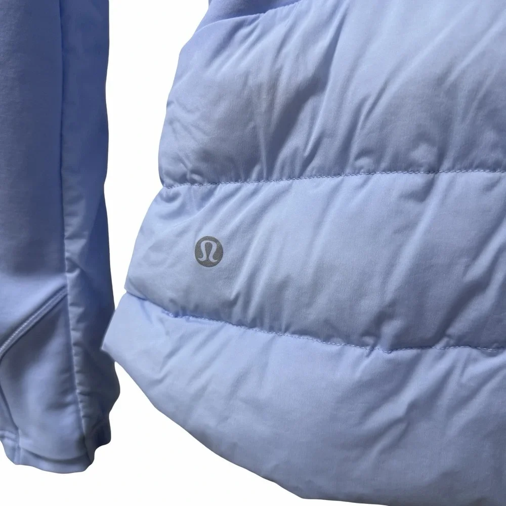 Lululemon Womens Down for It All Athletic Jacket Size 2 Blue Willow Packable Gym